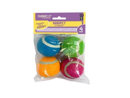 Multipet Assorted Plush Squeaky Tennis Ball 2 in. 4 pk Hot on Sale