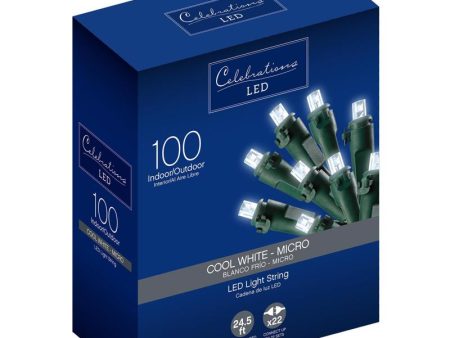 Celebrations LED Micro 5mm Cool White 100 ct String Christmas Lights 24.5 ft. Fashion