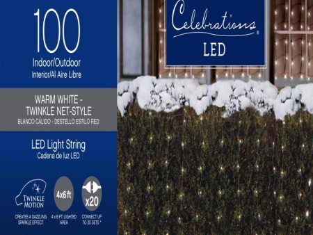 Celebrations LED Warm White 100 ct Net Christmas Lights 6 ft. Online Sale