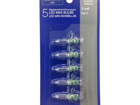 Celebrations LED Mini Cool White 5 ct Replacement Christmas Light Bulbs Hot on Sale