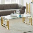 Glass Top Coffee Table in Gold and Silver Online Sale