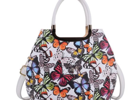 VK8888-19 - White Butterfly Tote Bag With Metal Detail Hot on Sale