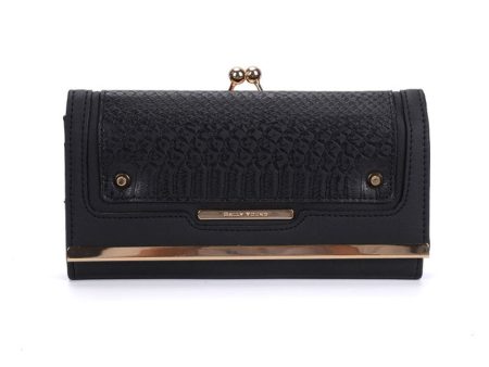 SY1440-2 Black - Sally Young Crocodile Splicing Metal Frame Kiss-lock Purse Hot on Sale