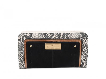 SY5068-BLACK - Flap fashion colorblock snake print wallet Sale