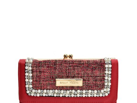 SY5057 RED - Luxury Wallet With Pearl Mosaic Hot on Sale