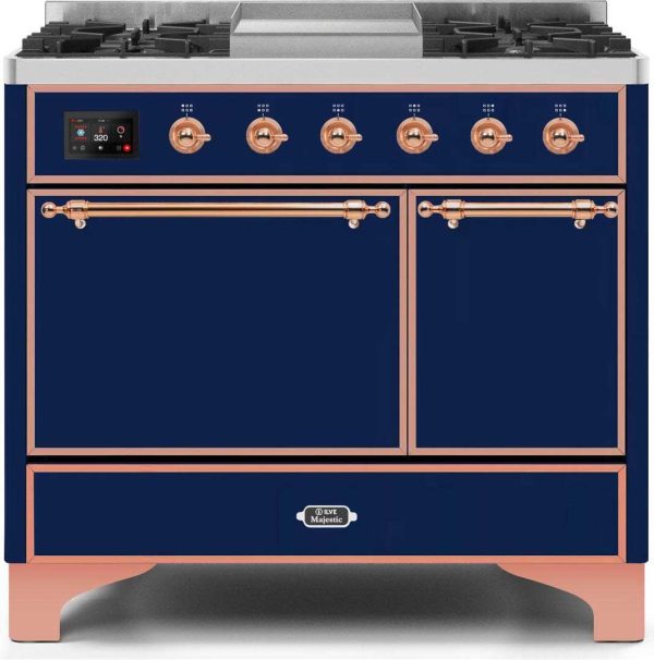 Majestic II 40 Inch Dual Fuel Liquid Propane Freestanding Range in Blue with Copper Trim Discount